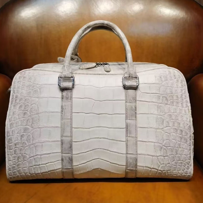 Luxury crocodile Duffel bag weekend bag white crocodile leather travel case  custom made luggage large capacity bags suitcase