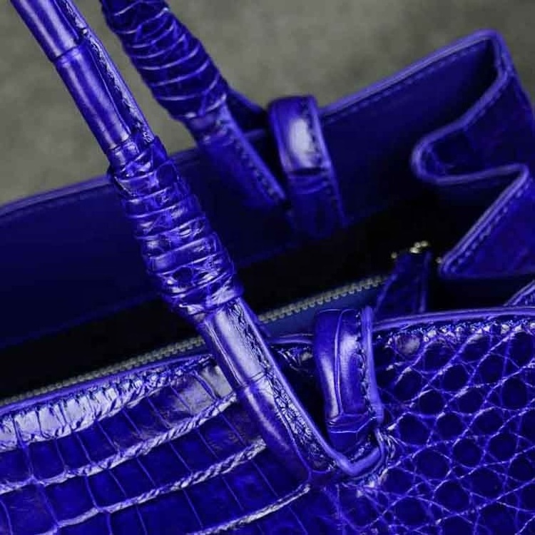 Stylish Shinny Crocodile leather  tote bag women leather handbag royal blue crocodile purse lady custom made shoulder bags