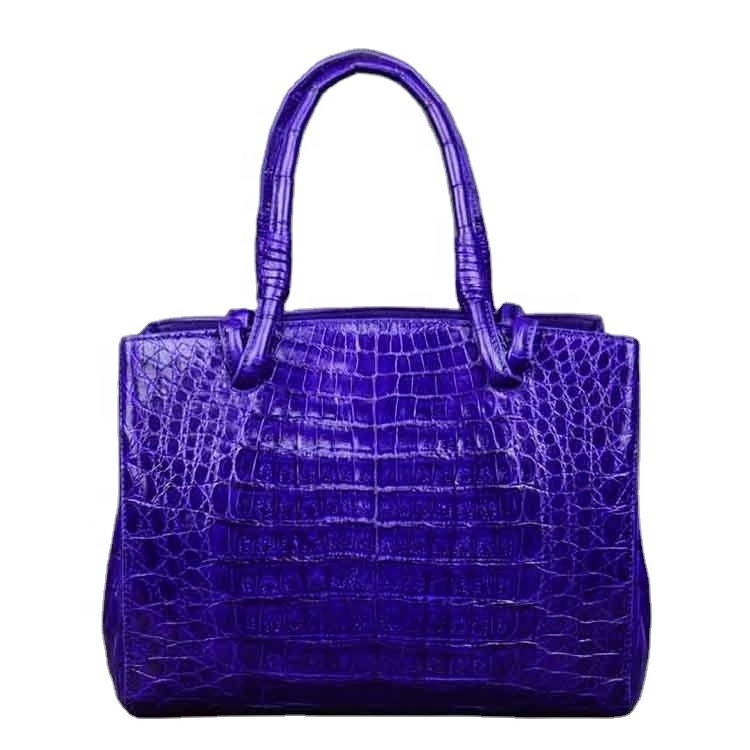 Stylish Shinny Crocodile leather  tote bag women leather handbag royal blue crocodile purse lady custom made shoulder bags