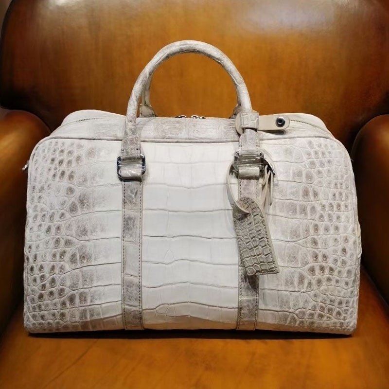 Luxury crocodile Duffel bag weekend bag white crocodile leather travel case  custom made luggage large capacity bags suitcase