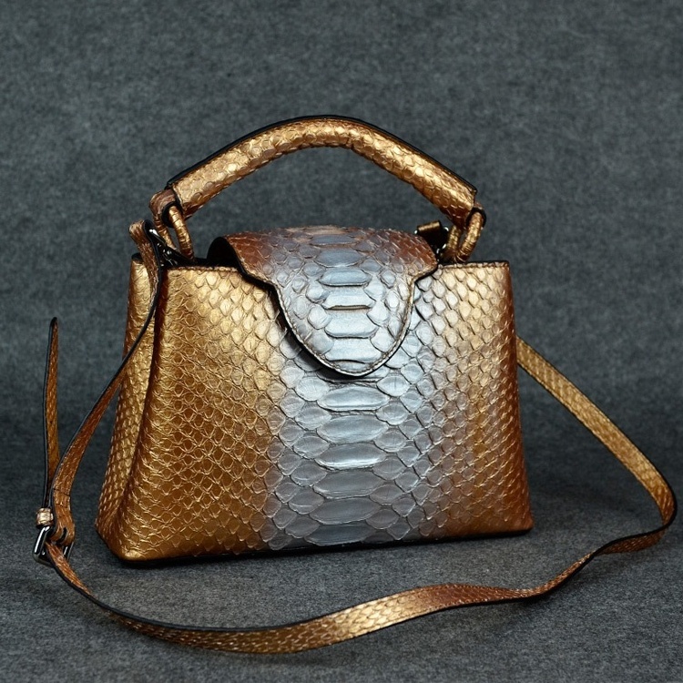 Customizing Designer Snake Skin Tote Bag Animal Pattern Leather Bag Women Brand Name Purse Ladies Luxury Bags Golden 1 Pc Python