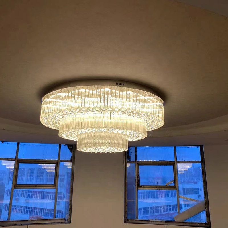 2 3 layer Project Luxury Style Indoor Decoration Gold Round big Modern Hotel Crystal large Chandelier