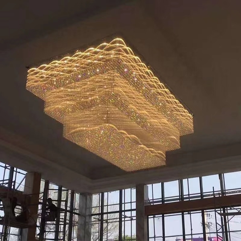 Modern gold light hotel glass chandelier light for high ceilings crystal chandeliers ceiling luxury