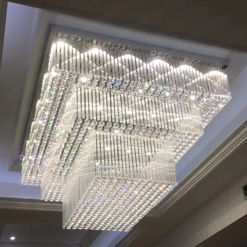 Modern gold light hotel glass chandelier light for high ceilings crystal chandeliers ceiling luxury