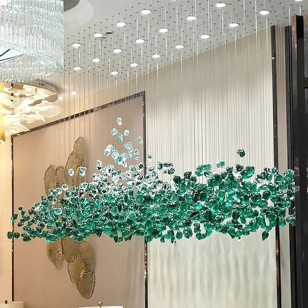 Modern Hotel Lobby Villa Decoration Pendant Light Custom Large Project LED Stone Crystal Chandelier