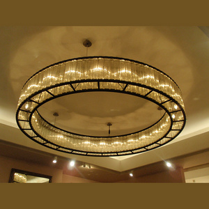 Modern Restaurant Pendant Light Fixture 3 Ring Circle Aluminum Acrylic LED Chandelier