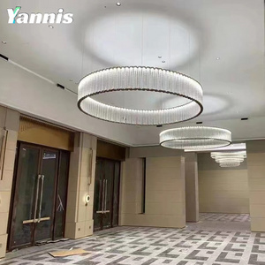 Luxury Modern Gold glass K9 Crystal Chandeliers Living Room hanging lighting for hotel bedroom indoor Pendant Chandelier Light