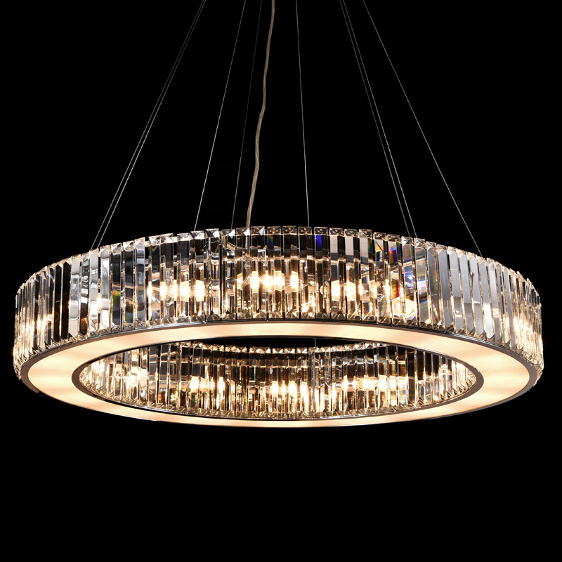 stainless steel chrome  color rings modern crystal pendant lamp