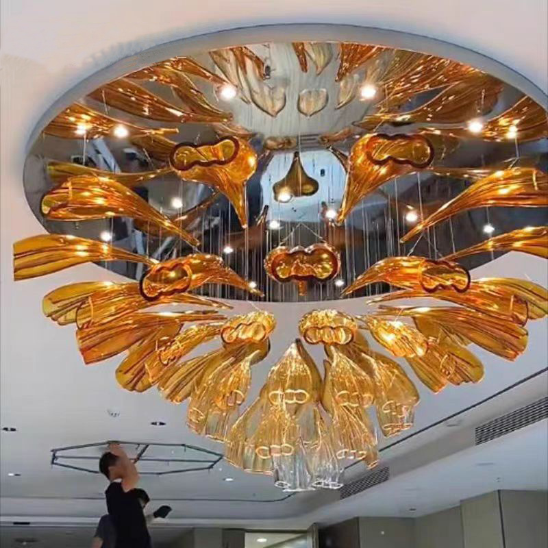 Globe Modern Luxury Luster Indoor Hotel Glass Led steel round circle Gold Crystal Chandelier Pendants Light Ceiling Lamp