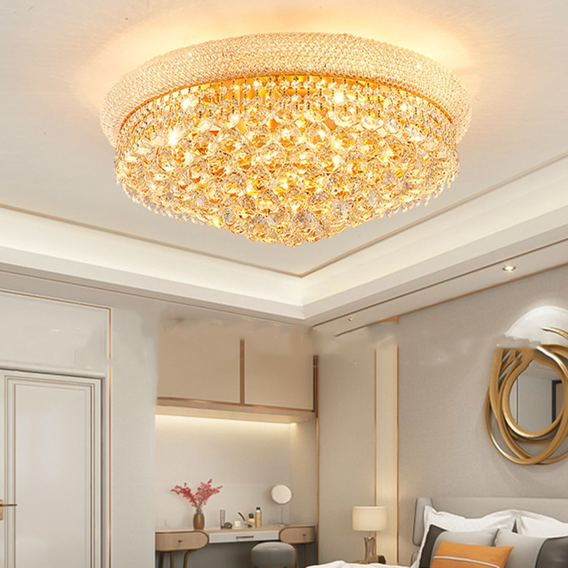 chrome K9 crystal ceiling light fixtures modern for home decoration