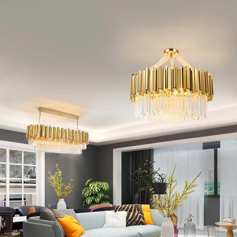 Modern Luxury Living Room Light Hotel Led Lamp Large Round Ceiling Mounted Lighting Pendant Lights Crystal Chandelier