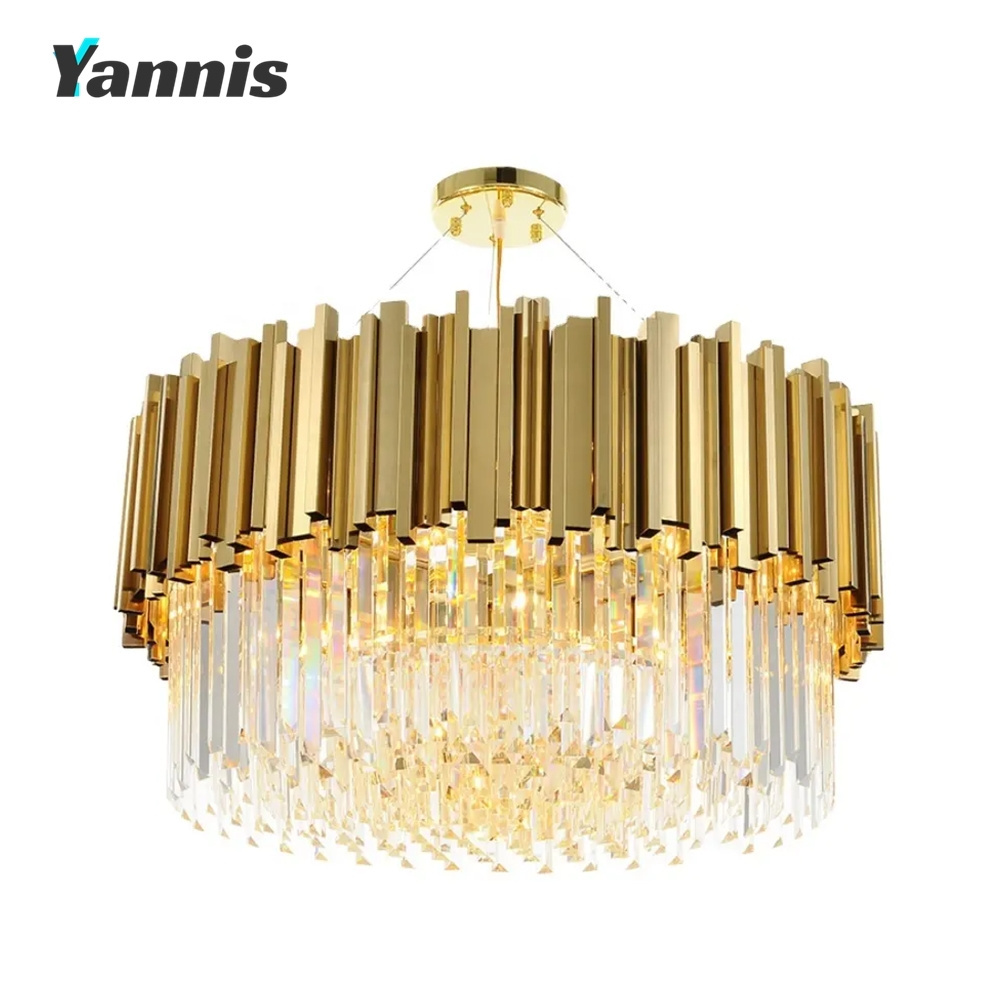 Modern Luxury Living Room Light Hotel Led Lamp Large Round Ceiling Mounted Lighting Pendant Lights Crystal Chandelier