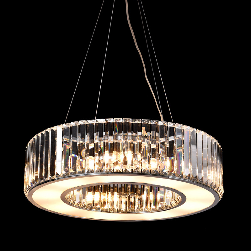 stainless steel chrome  color rings modern crystal pendant lamp