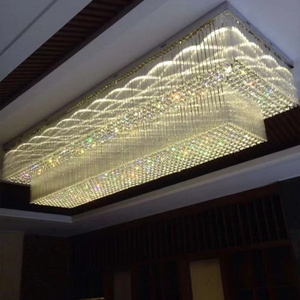 BIG Size Square Customized Modern LED Lustre K9 Engineering Big Foyer Large Hotel Crystal Chandelier