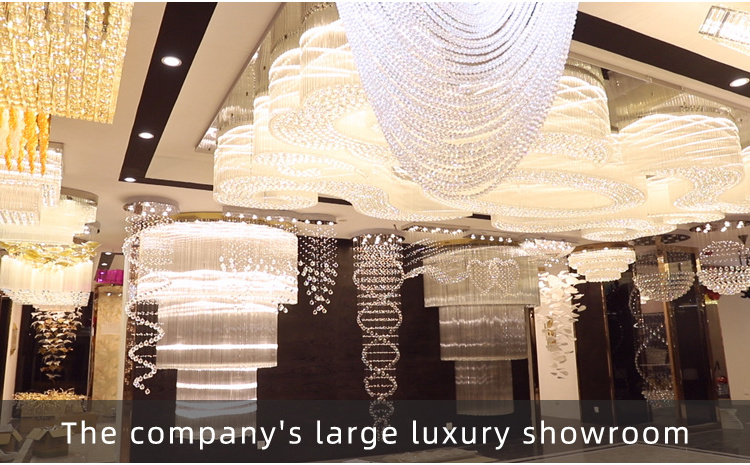 Modern Hotel Lobby Villa Decoration Pendant Light Custom Large Project LED Stone Crystal Chandelier