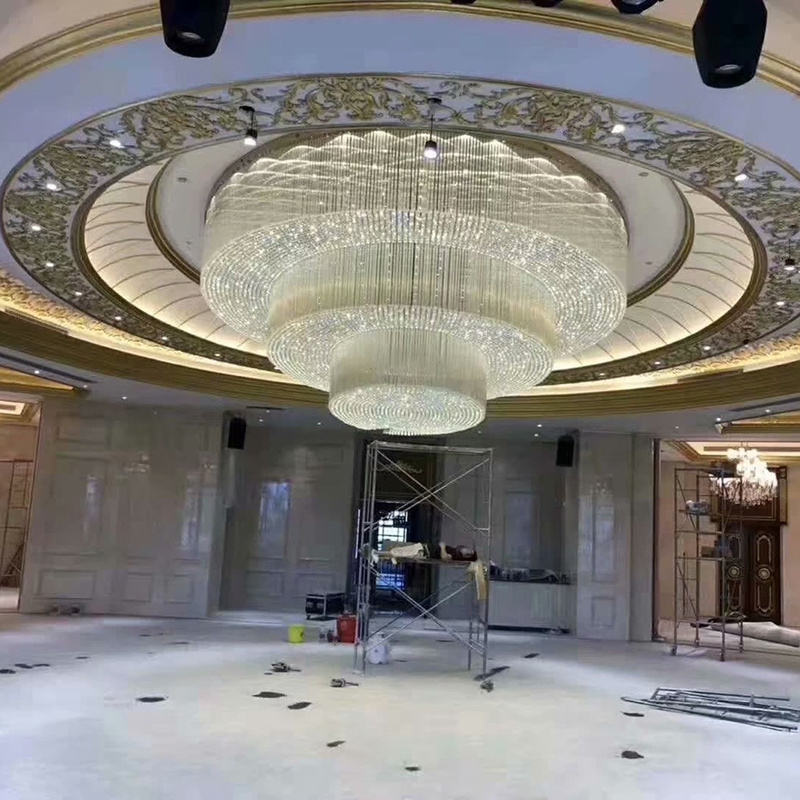 2 3 layer Project Luxury Style Indoor Decoration Gold Round big Modern Hotel Crystal large Chandelier