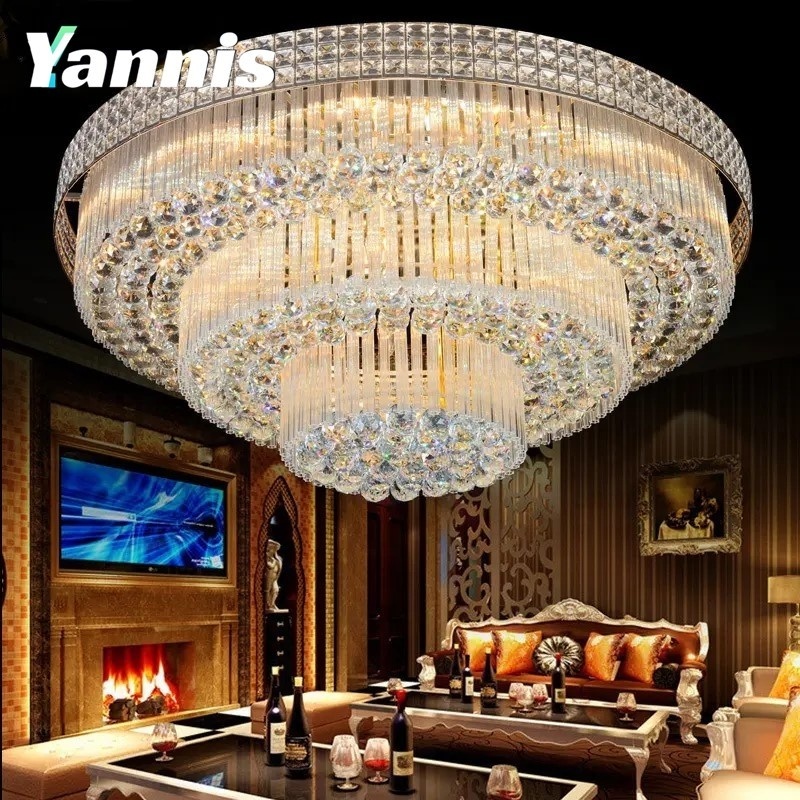 2 3 layer Project Luxury Style Indoor Decoration Gold Round big Modern Hotel Crystal large Chandelier