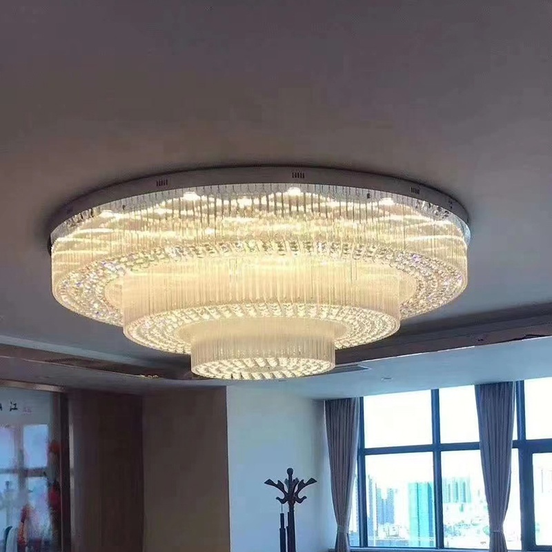 2 3 layer Project Luxury Style Indoor Decoration Gold Round big Modern Hotel Crystal large Chandelier