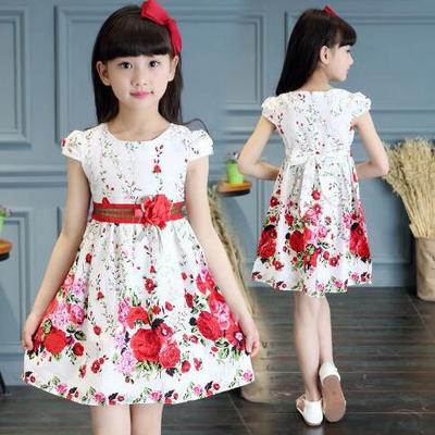 Kids dresses for girls clothing summer style floral print girl princess party dress baby kids clothes casual sundress 3-14T