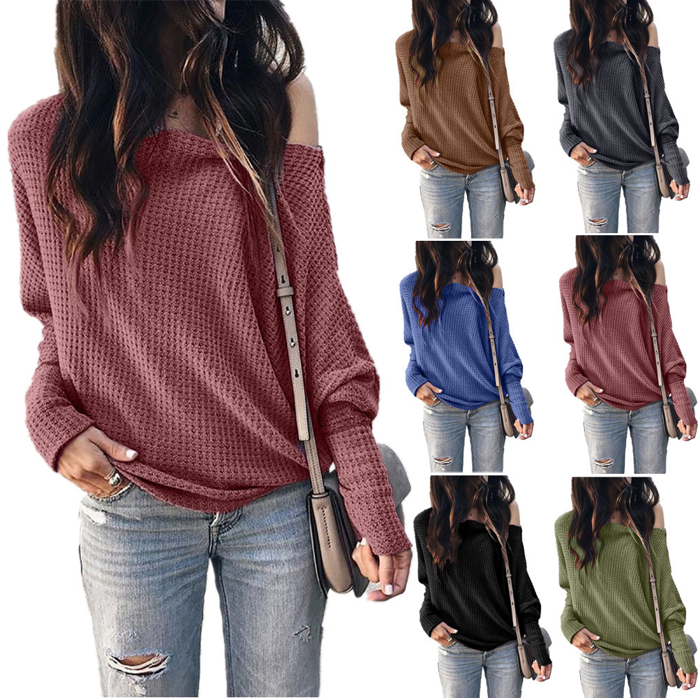 ladies fashion korean sweater off the shoulder sweater women