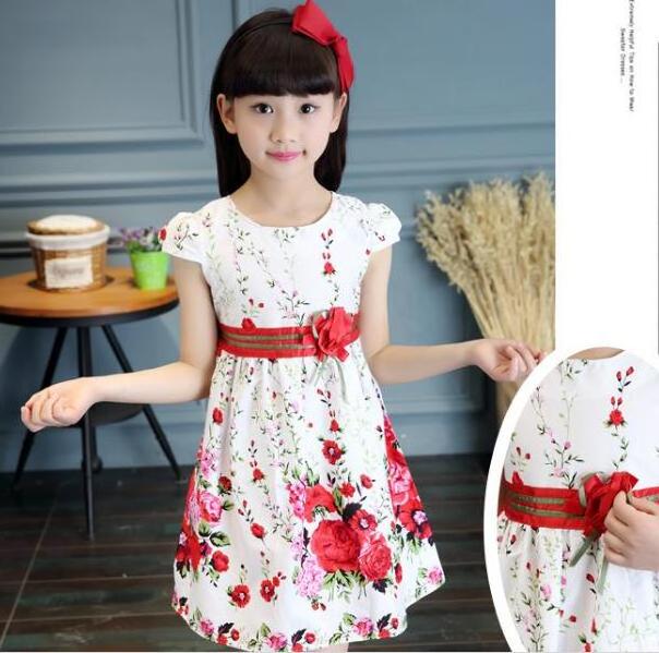 Kids dresses for girls clothing summer style floral print girl princess party dress baby kids clothes casual sundress 3-14T