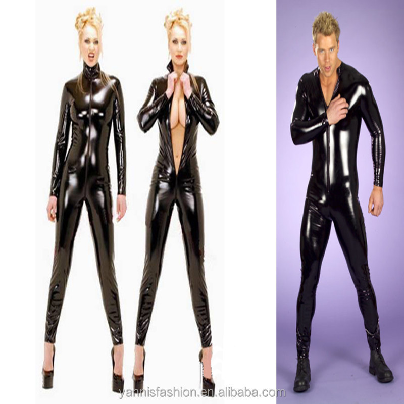 Erotic Lingerie Plus Size Men Latex Catsuit DJ Dancer Lingerie Faux Leather Bondage Bodysuit Leotard Unitard Fetish Costumes