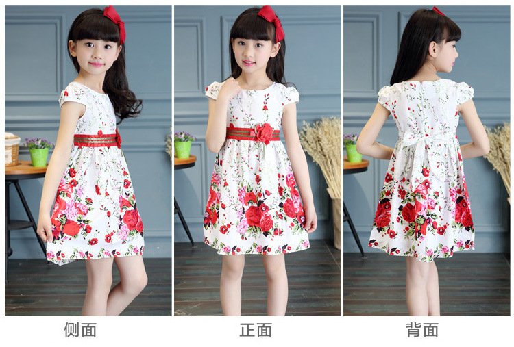 Kids dresses for girls clothing summer style floral print girl princess party dress baby kids clothes casual sundress 3-14T