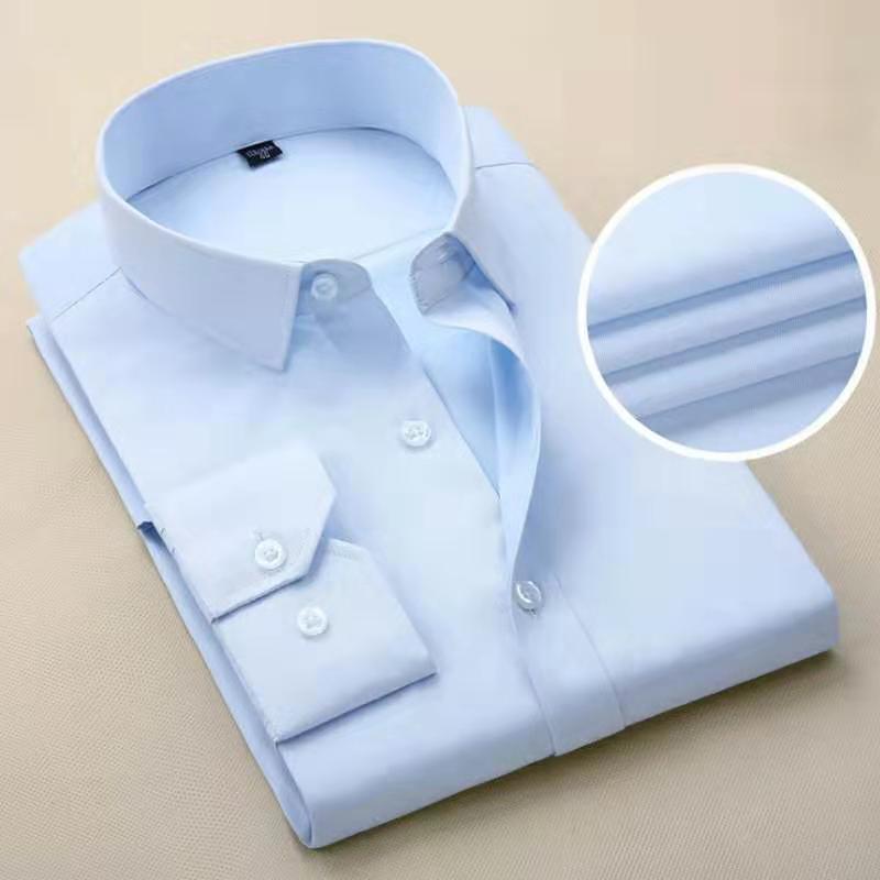 Recommend 8xl  twill /solid plain long sleeve business men dress shirts with pocket work plus size quality well fit male blouses