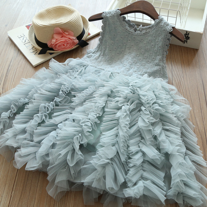 Summer Kids Dresses For Girls Tutu Fluffy Cake Smash Dress Elegant Princess Party Wedding Dress Girl Birthday Clothing 3 8Y