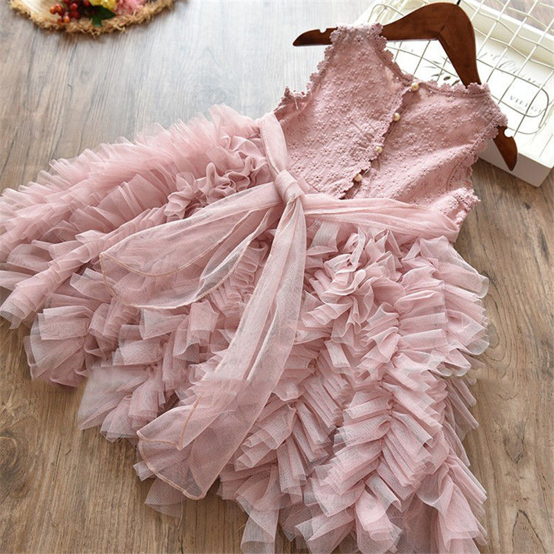 Summer Kids Dresses For Girls Tutu Fluffy Cake Smash Dress Elegant Princess Party Wedding Dress Girl Birthday Clothing 3 8Y