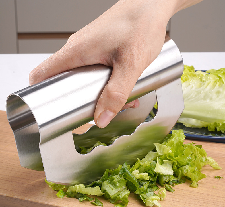 Kitchen stainless steel  herb protective cover fruits cutter salad mezzaluna fullstar double blade vegetable chopper