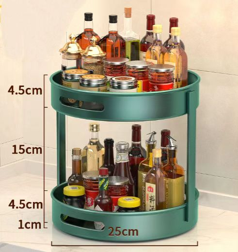 Kitchen Rotating Metal Steel 2 Layer Tiers Turntable Height Adjustable Rack Pantry Cabinet Cupboard Multipurpose Racks