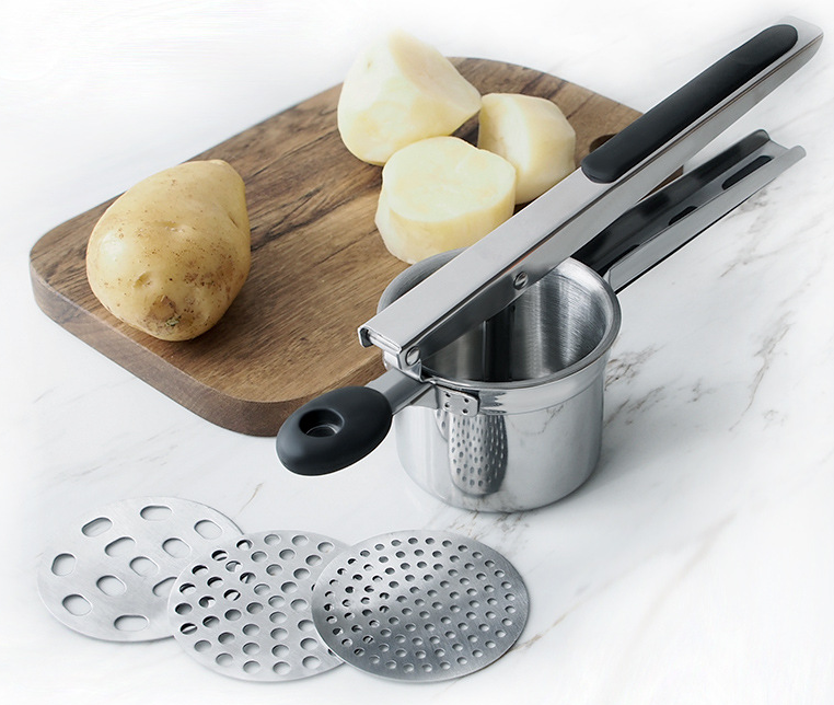 High Quality 304 Stainless Steel Potato Ricer Crusher Potato Masher Kitchen Household Tools/Fruit Press With Silicone Handle