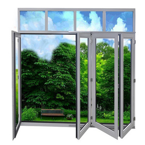 Aluminium Tempered Double Glass Horizontal Folding Window Bi folding Windows