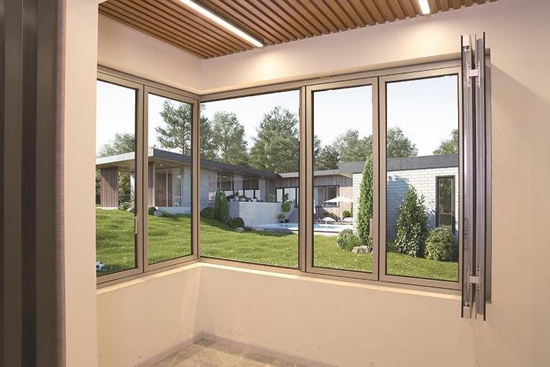 Aluminium Tempered Double Glass Horizontal Folding Window Bi folding Windows