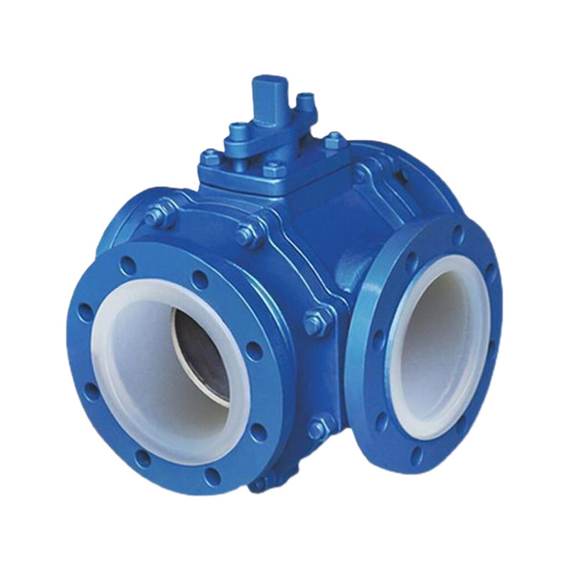 carbon steel WCB ANSI150  4 inch Corrosion resistant  F46 PTFE PFA FEP Fluorine lined flange  3way L type T type  ball valve