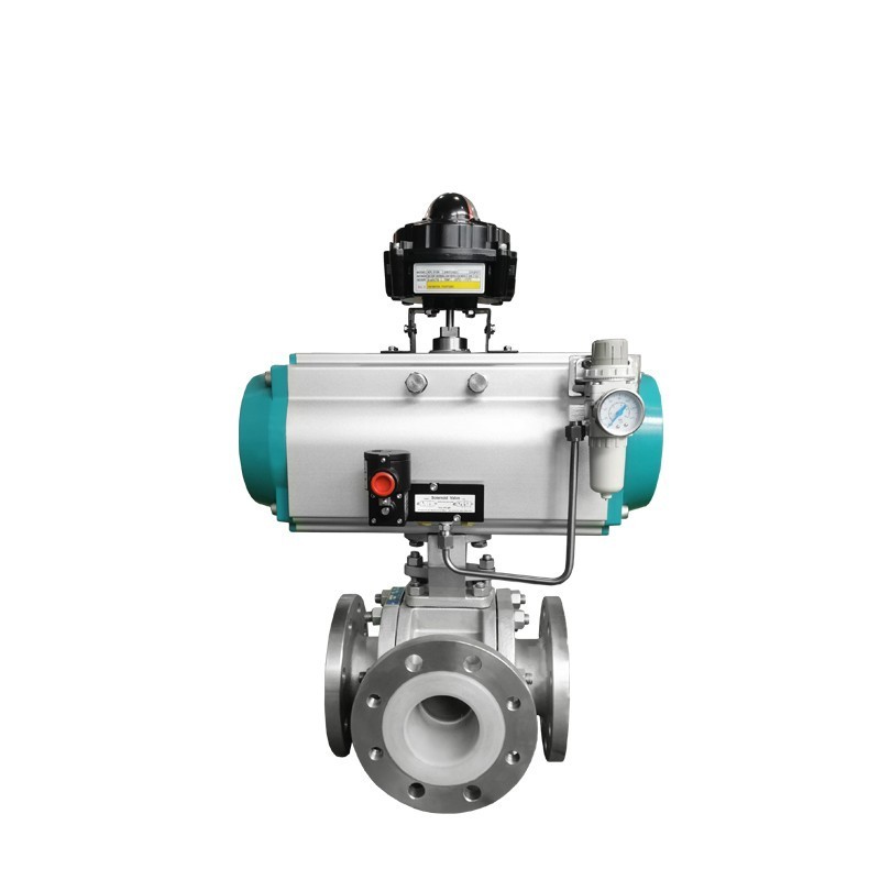 carbon steel WCB ANSI150  4 inch Corrosion resistant  F46 PTFE PFA FEP Fluorine lined flange  3way L type T type  ball valve