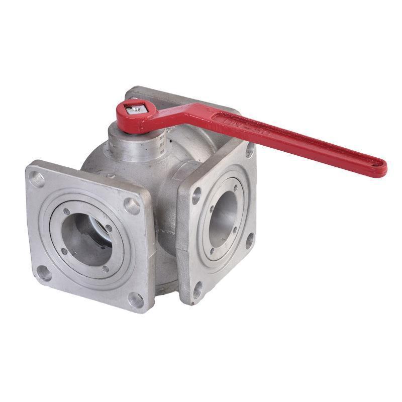 3 way Al alloy square flange ball valve for oil tank truck and Sprinkler truck