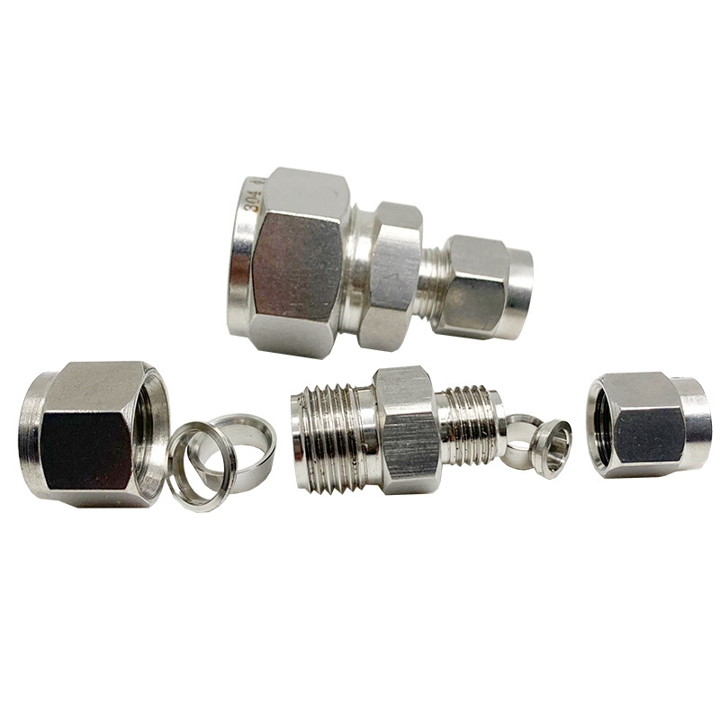 tube fitting stainless steel 316 swagelok  compression fitting  straight union  with Twin Ferrules  Instrument fitting