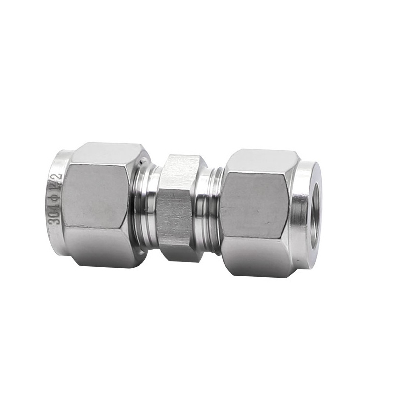 tube fitting stainless steel 316 swagelok  compression fitting  straight union  with Twin Ferrules  Instrument fitting