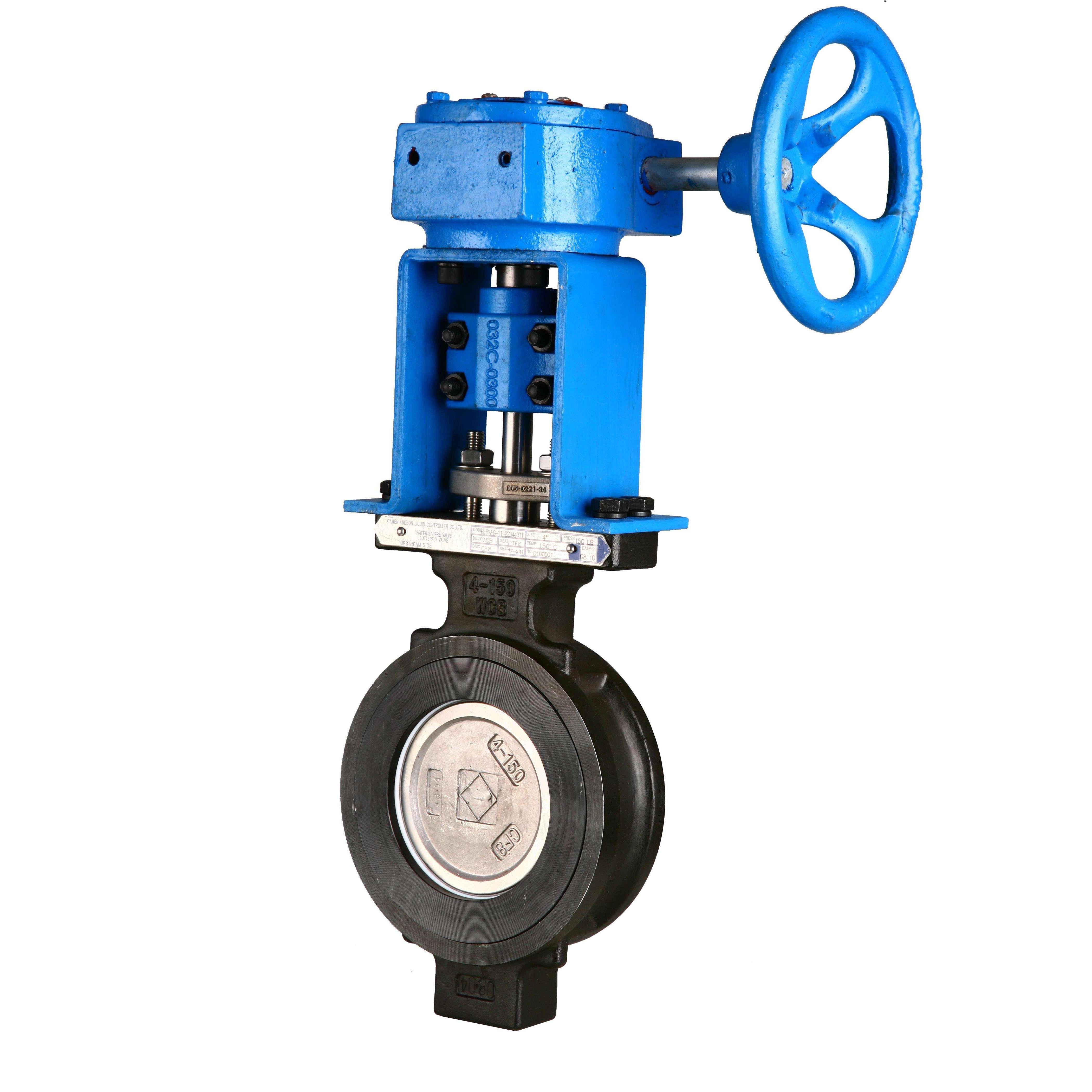 pneumatic actuator carbon steel dn200 8inch   ANSI150LBS  wafer type double eccentric  butterfly valve distributor