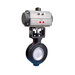 pneumatic actuator carbon steel dn200 8inch   ANSI150LBS  wafer type double eccentric  butterfly valve distributor