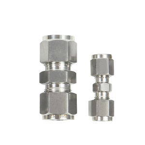 tube fitting stainless steel 316 swagelok  compression fitting  straight union  with Twin Ferrules  Instrument fitting