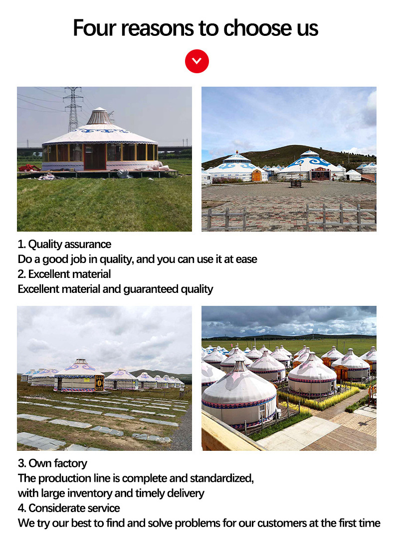 Outdoor 5*5m Luxury Mongolian Yurts For Sale Mongolian Canvas Hotel Tent