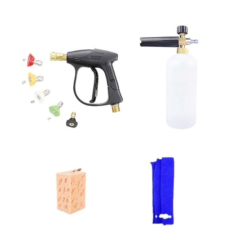 High-Pressure Plastic Car Washer Set with Adjustable Foam Cannon Sprayer Gun 5 Color Nozzle Wash Kit with 1/4