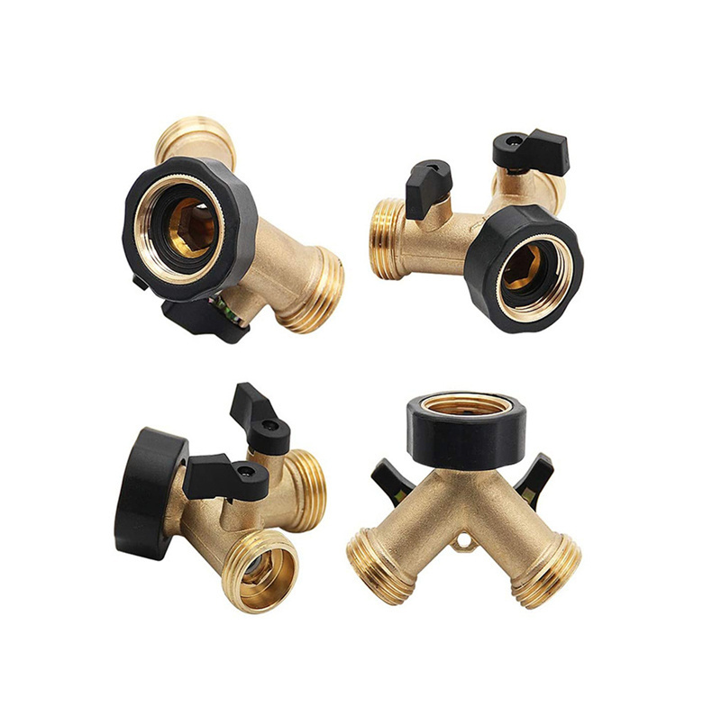 US Standard Y Style Water Hose Brass Valve Y Hose Connector Garden Pipe Splitter