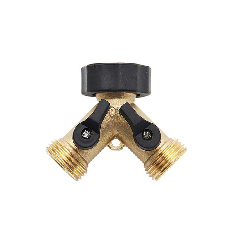 US Standard Y Style Water Hose Brass Valve Y Hose Connector Garden Pipe Splitter