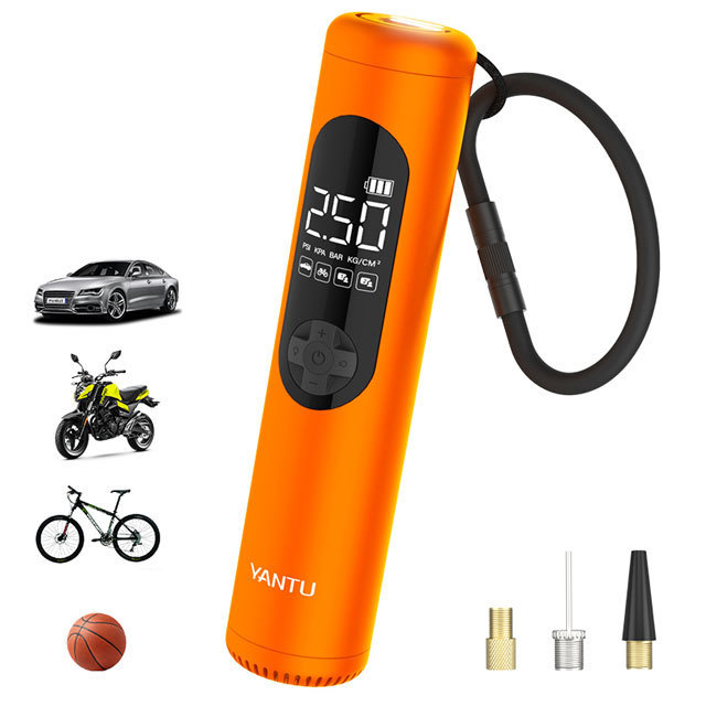 YANTU A23 portable wireless rechargeable tire inflators 12V electric with emergency light automatic silent car air compressor