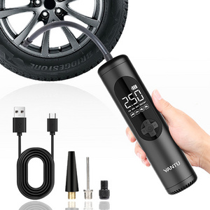 YANTU A23 portable wireless rechargeable tire inflators 12V electric with emergency light automatic silent car air compressor