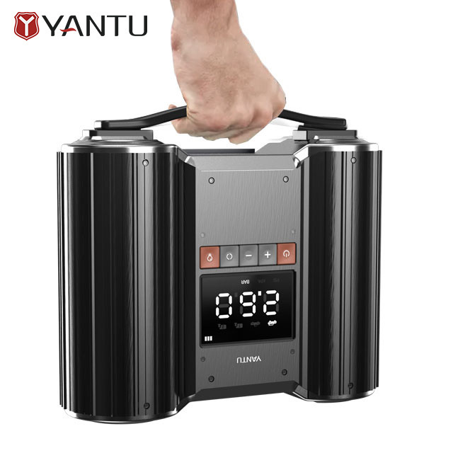 YANTU E2 metal double 30 cylinder with battery clamp portable air compressor pump digital electric 12V car tire inflator machine